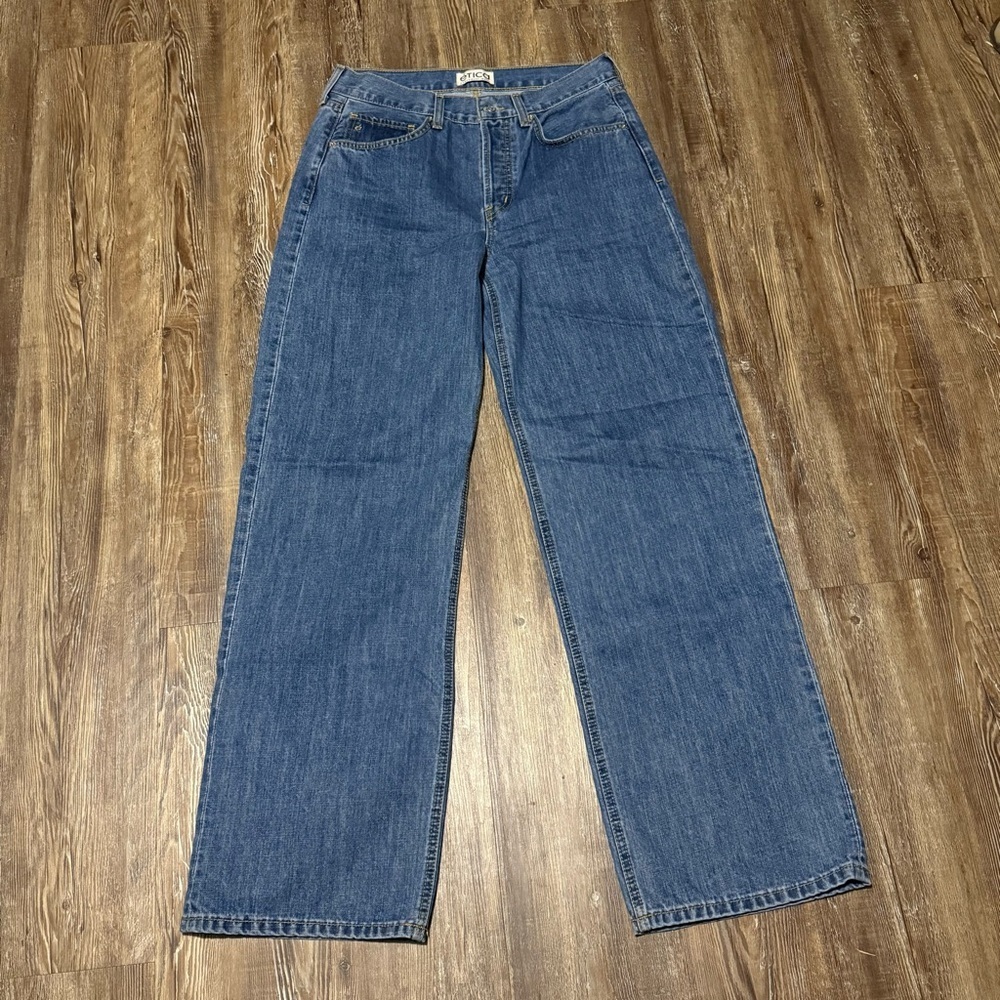 Etica Straight Leg Jeans in Medium Blue Denim